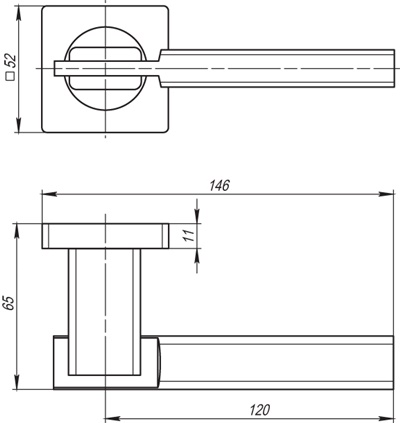 РУЧКА РАЗДЕЛЬНАЯ TRINITY SQ005-21SN/CP-3 МАТОВЫЙ НИКЕЛЬ/ХРОМ