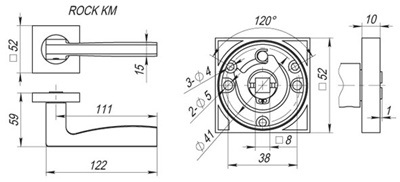 РУЧКА РАЗДЕЛЬНАЯ K.KM52.ROCK (ROCK KM) SN/CP-3 МАТОВЫЙ НИКЕЛЬ/ХРОМ